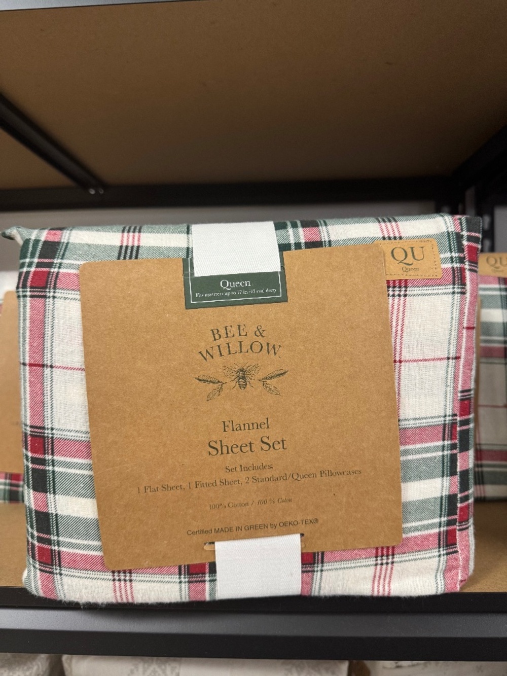 Bee & Willow Home 100% Cotton Flannel Queen Sheet Set – Festive Plaid